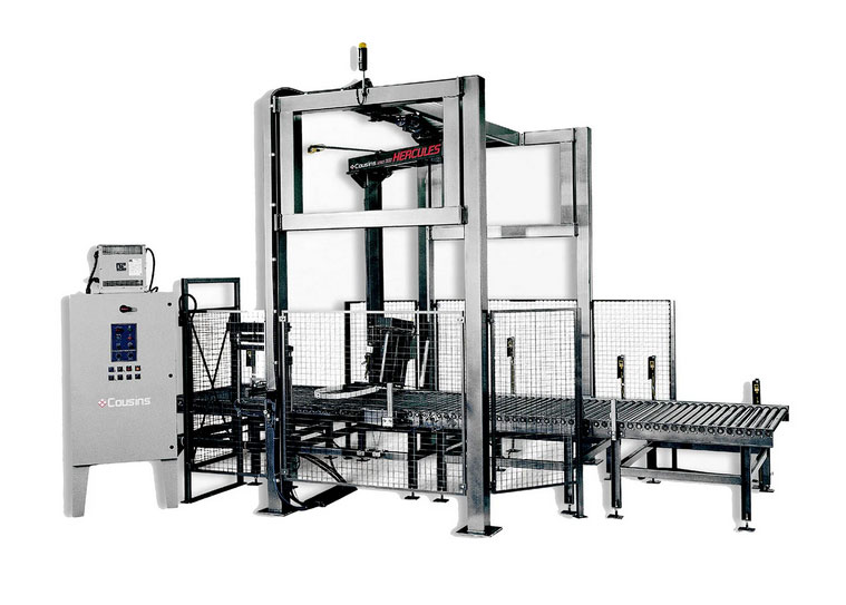 automatic stretch wrap machine rotary arm over roller conveyors 002