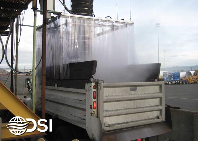 Dry Fog Dust Suppression system for dump truck loading station