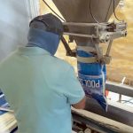 bagging salt into 40 lb poly bags