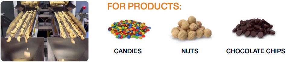 vibratory feeders for candies nuts chocolate chips