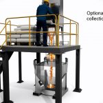 unloading 50 pound bags of powder into an ibc