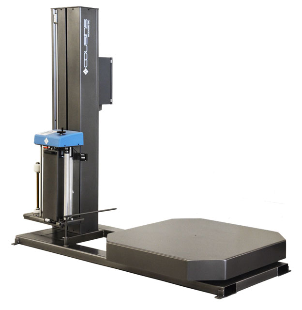 semi automatic stretch wrap machine turntable high profile fork lift pallet jack loaded