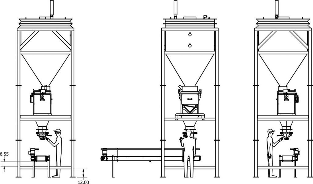 pool salt packaging machine and system - side elevation