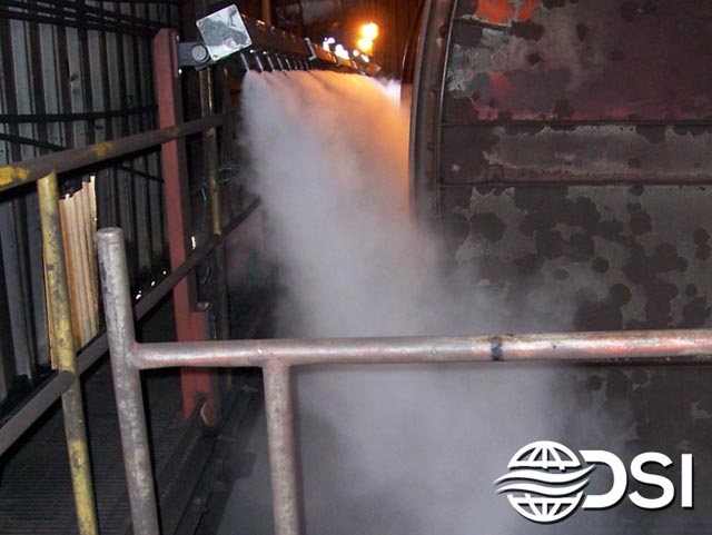 Dry Fog Dust Suppression system for rail car dump station
