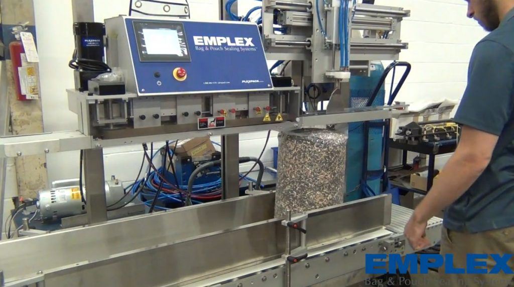 sealing 20 lb bags of bird seed with vacuum gas flush band sealer mps 7503 001