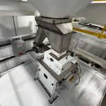 manual slide gate pants leg transition hopper to net weigher to dribble feeder bulk gravity gate into internal weigh hopper