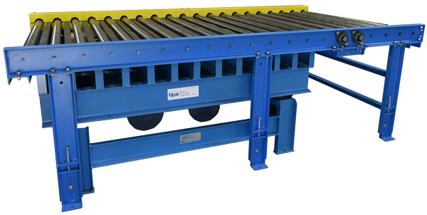 vibrating grid deck table under roller conveyor