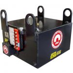 suspended electromagnet removes metal from conveyor belt