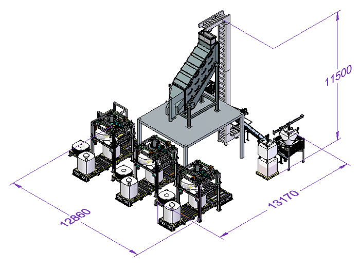 raw sugar unloading, screening, and bulk bag filling system
