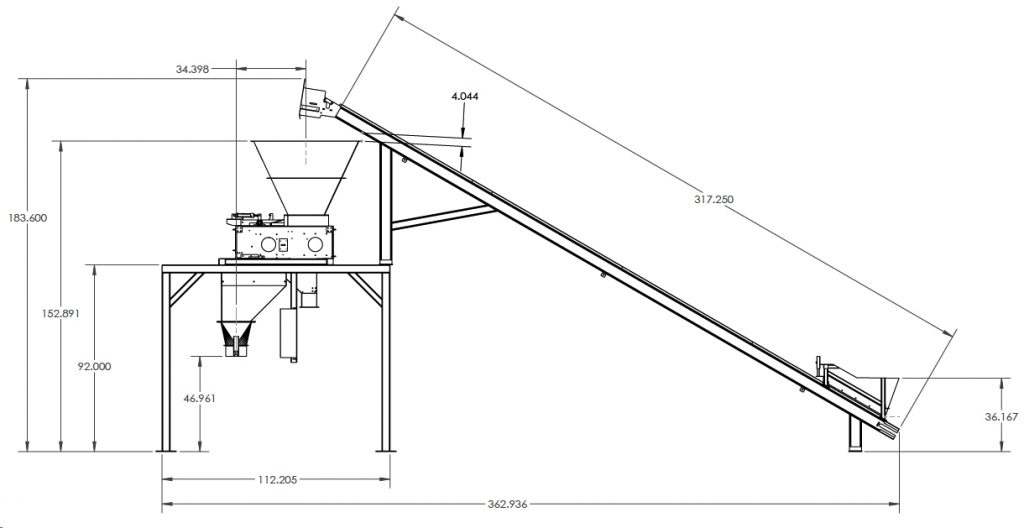 used-25-lb-belt-fed-net-weigh-bagging-system-drawing-side-view