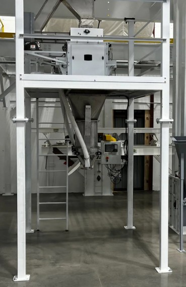 Open mouth bag filler with access and maintenance platform