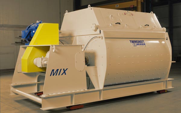 exterior view of twin shaft mixer for waste dust removal